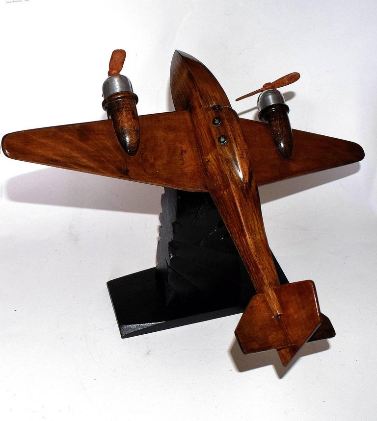 French Art Deco Desk Ornament Airplane by Anthoine Art Bois at 1stDibs