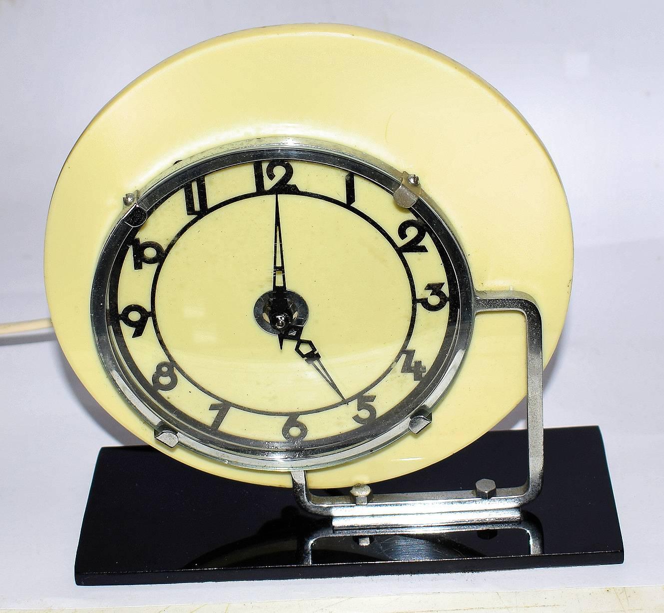 Glass Art Deco Modernist English Clock by GEC
