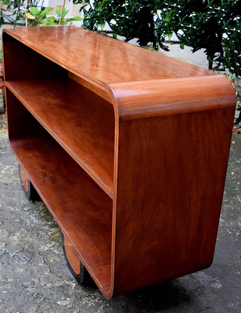 Walnut Art Deco Solid Wood Modernist Bookcase Shelves