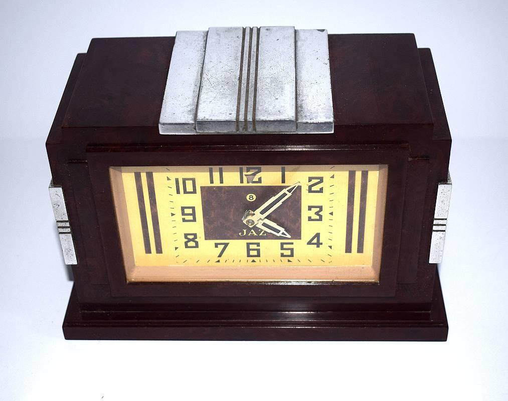 French 1930s Art Deco Bakelite 8 Day Clock by Jaz
