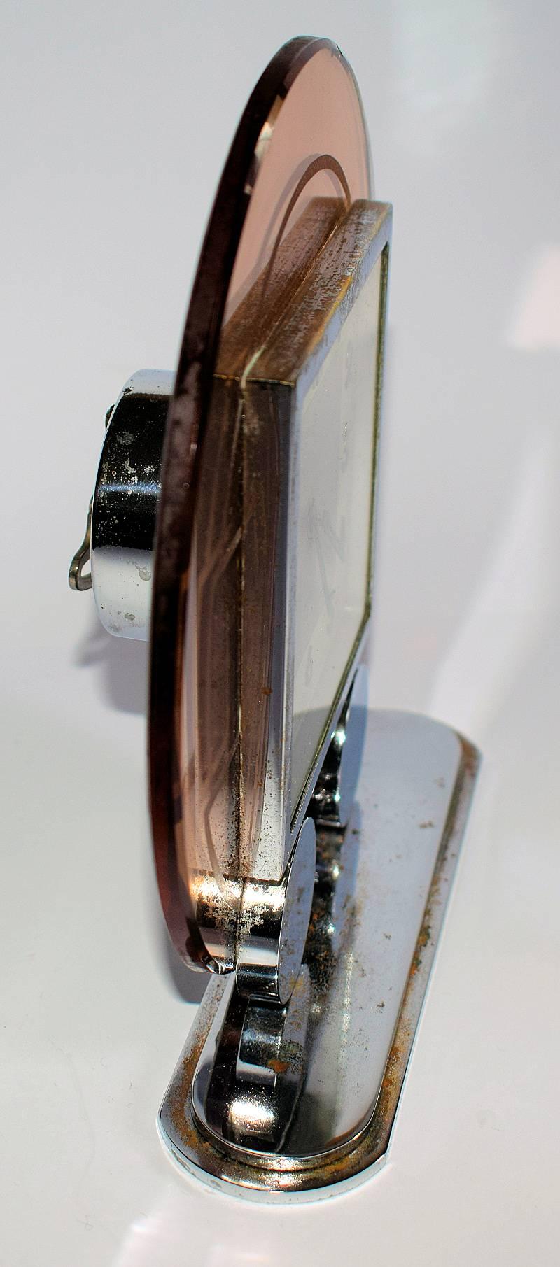 Francese Orologio a specchio francese Art Deco Mirror 8 giorni in vendita
