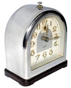 French Art Deco Chrome Clock by Jaz