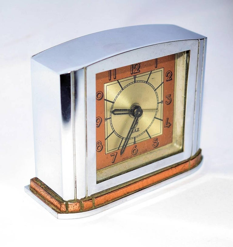 French Art Deco Alarm Clock by JAZ at 1stDibs