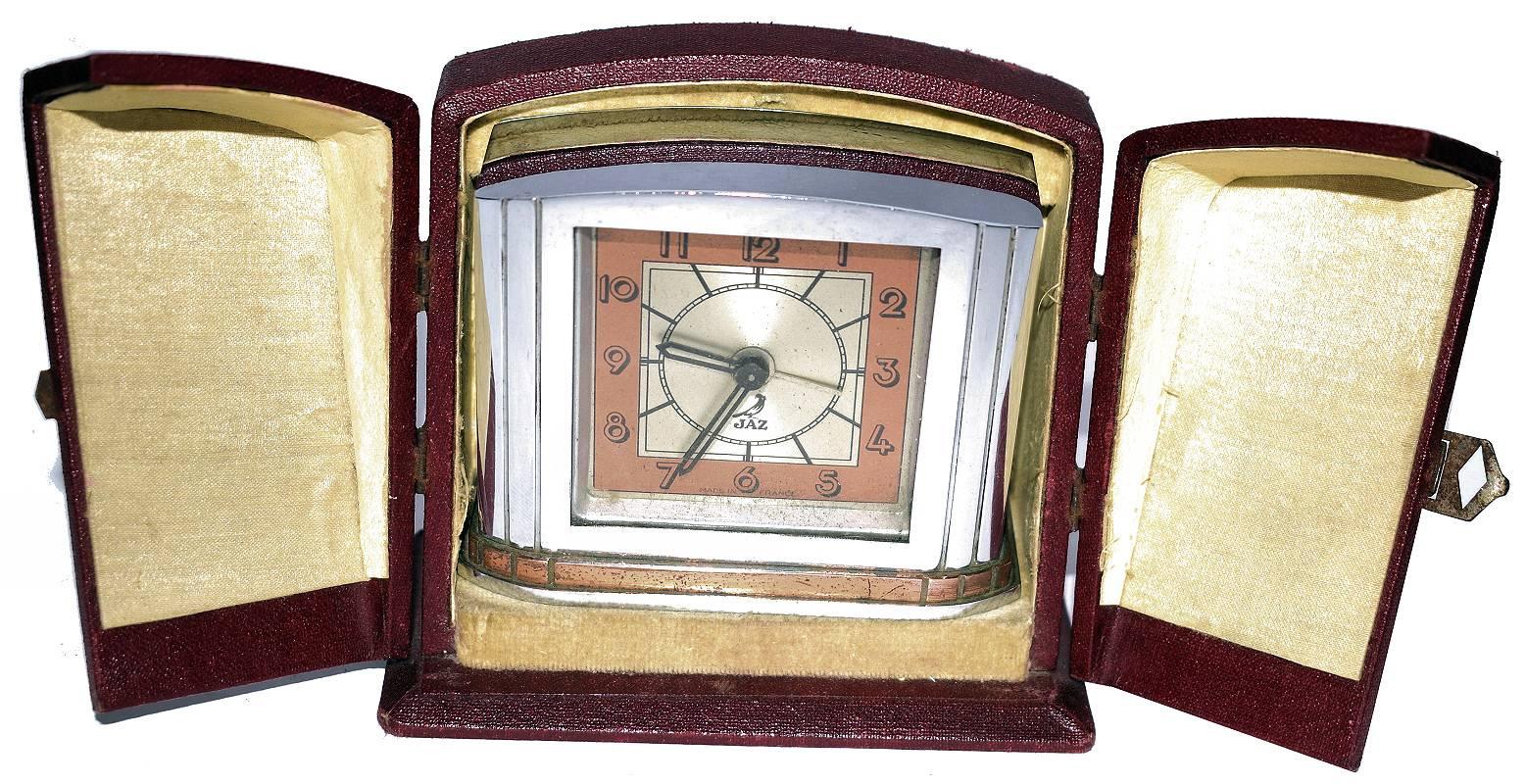 French Art Deco Alarm Clock by JAZ In Good Condition In Devon, England