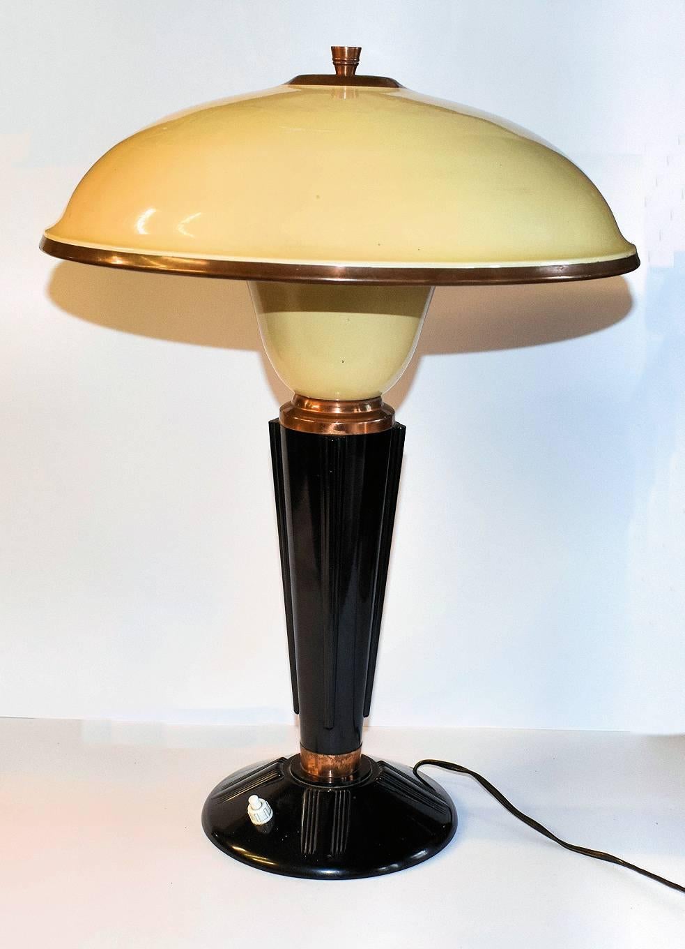 Metal Large Art Deco Bakelite Table Lamp by Eileen Gray for Jumo, France
