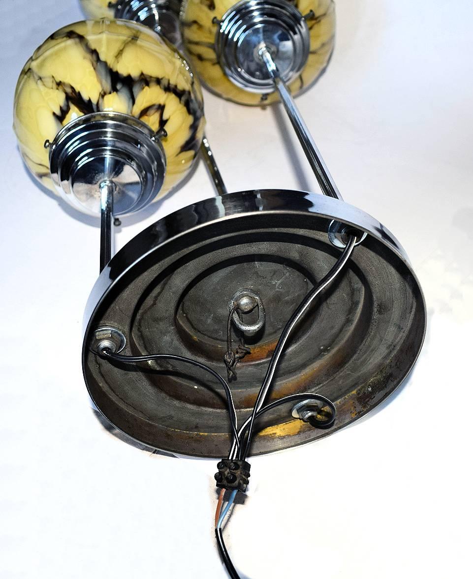 Glass 1930s English Modernist Art Deco Ceiling Light