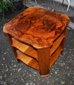 English 1930s Heavily Figured Walnut Three-Tier Table
