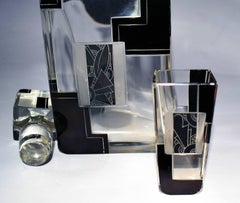 Art Deco Crystal Czech Decanter Set By Karl Palda