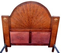 Art Deco English King-Size Bed with 'Sunray' Headboard
