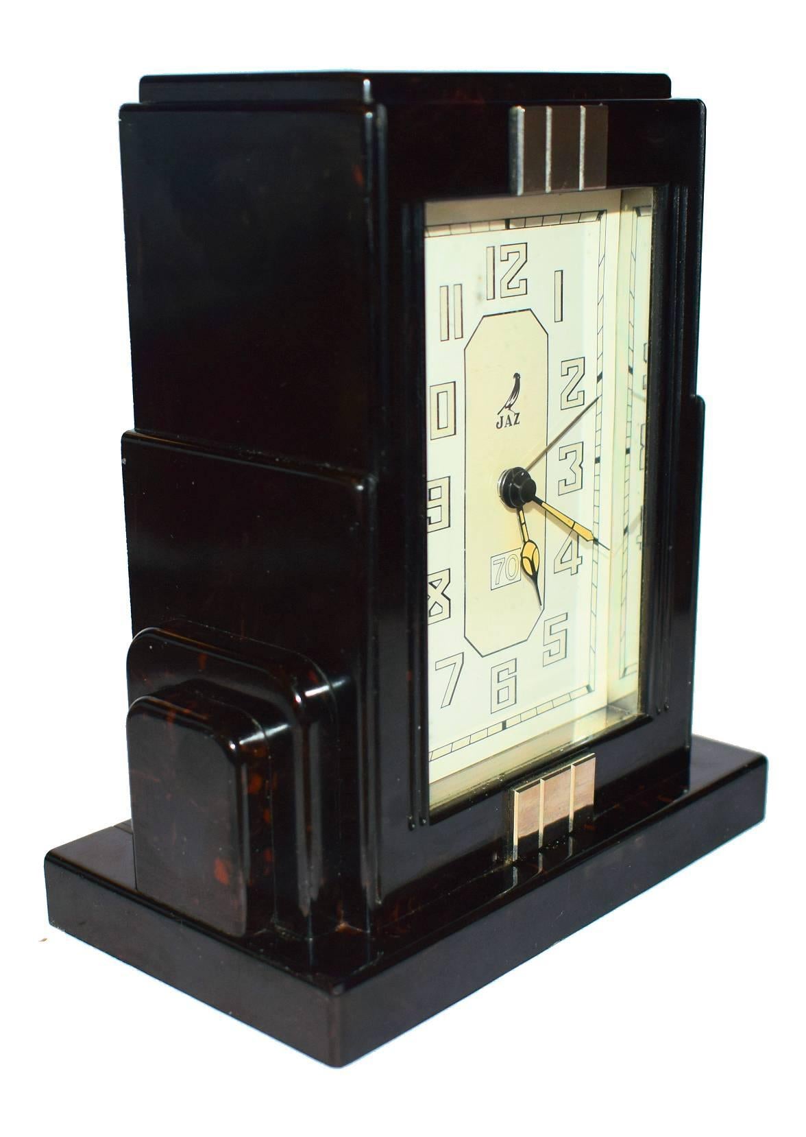Glass French Art Deco Bakelite Clock by Jaz