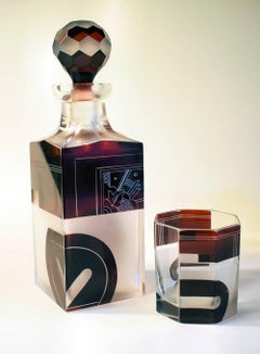 1930s Art Deco Glass Decanter Set with Matching Tray