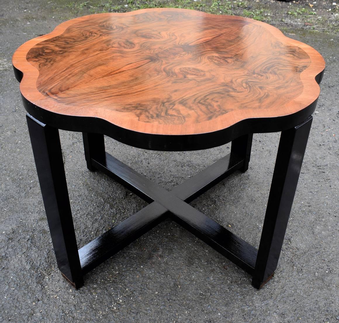 English Art Deco Walnut Centre Table