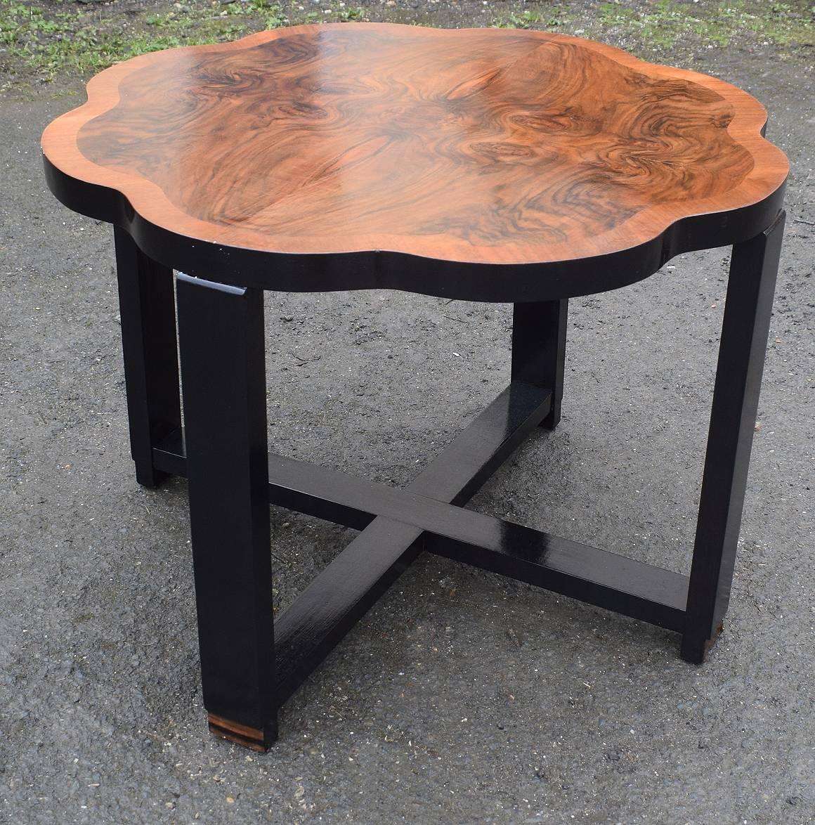 Polished Art Deco Walnut Centre Table