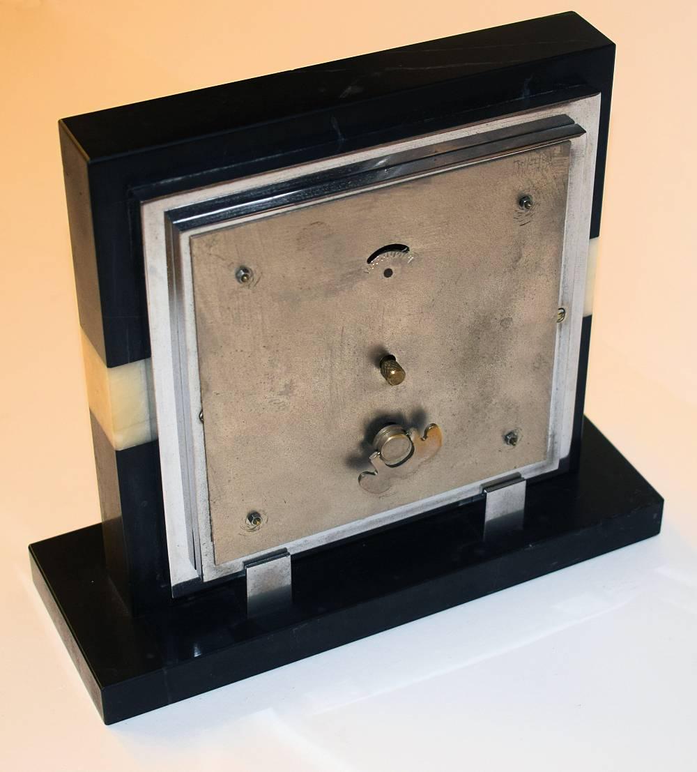 Large 1930s Art Deco French Mantle Clock With 8 Day Movement In Good Condition In Devon, England
