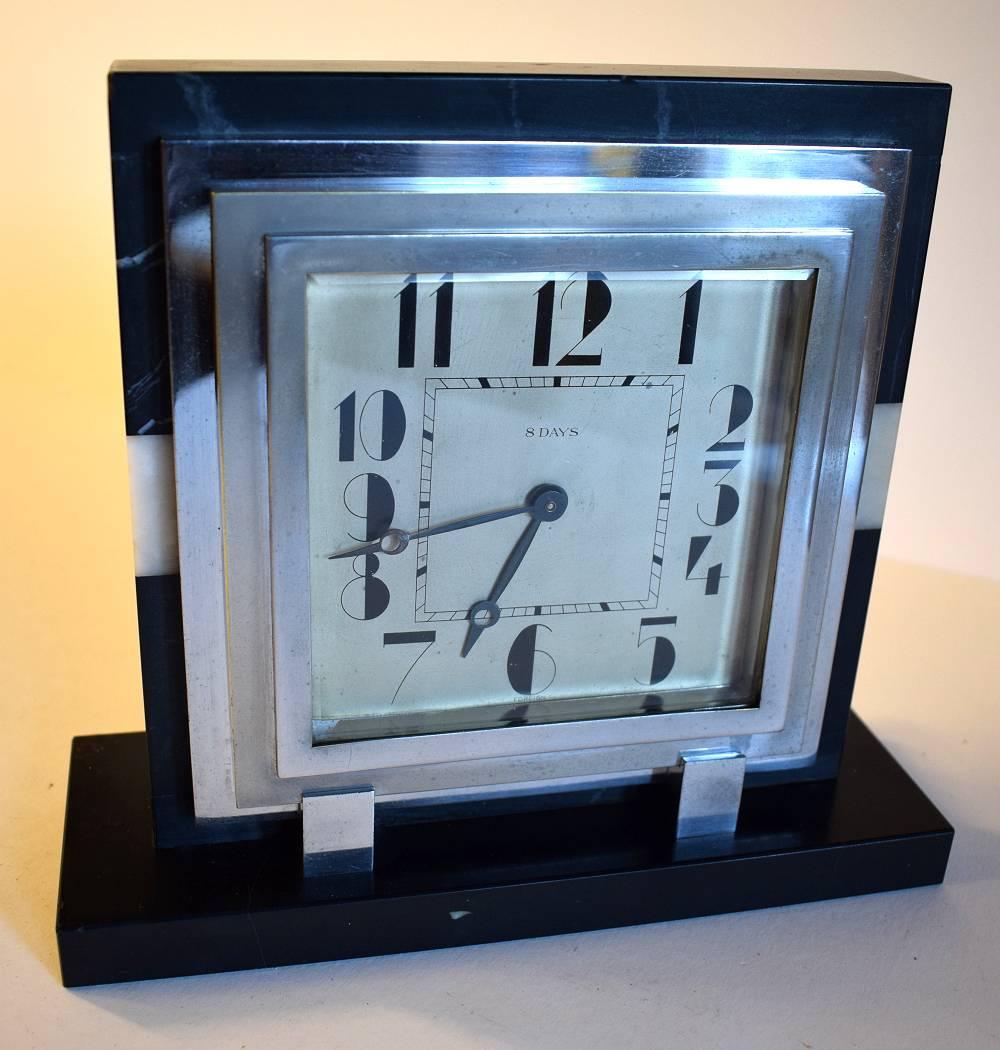 Large 1930s Art Deco French Mantle Clock With 8 Day Movement 1
