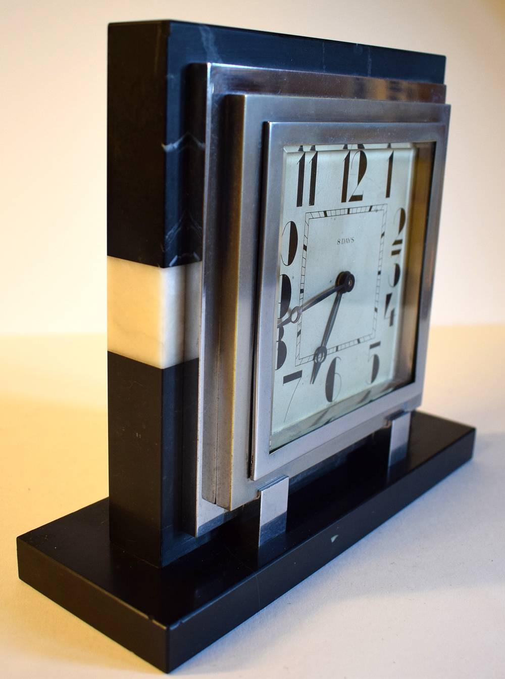 Large 1930s Art Deco French Mantle Clock With 8 Day Movement 2
