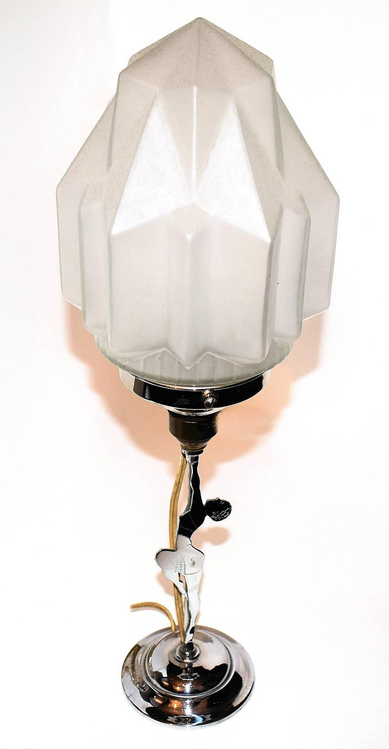 Art Deco Chrome Figural Lady Table Lamp For Sale at 1stDibs art deco