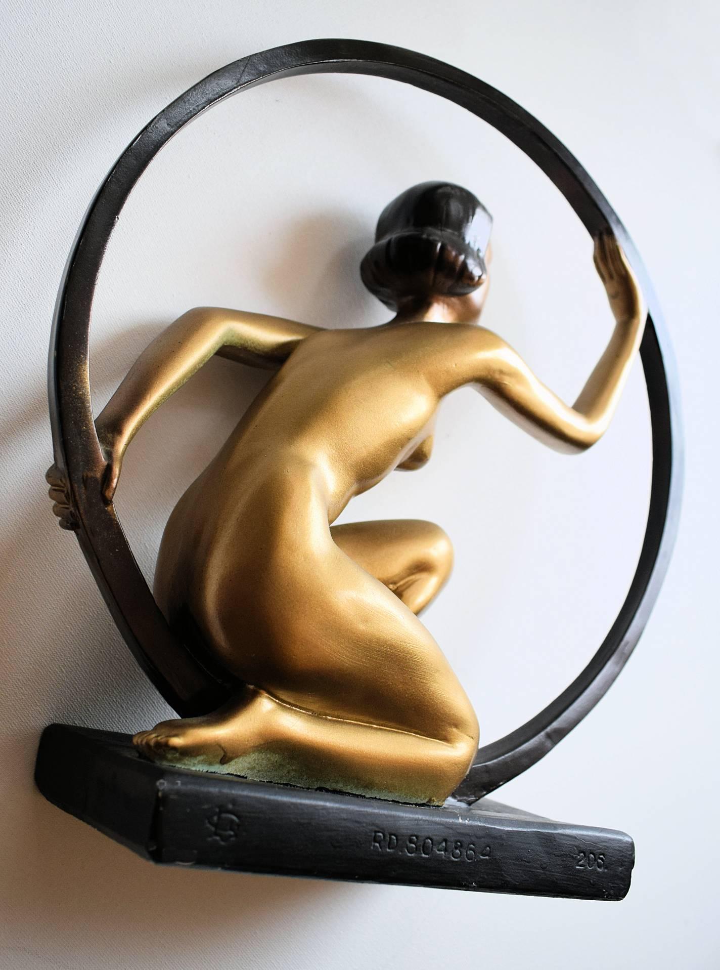 Original Art Deco Leonardi Hoop Lady Plaster Figure 2