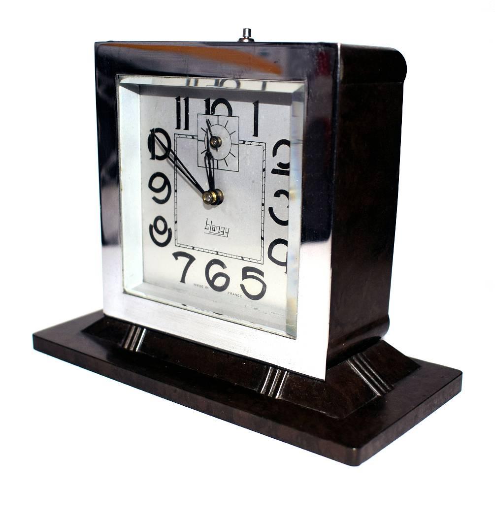 1930s Art Deco Clock by the French Clock Company Blangy In Excellent Condition In Devon, England