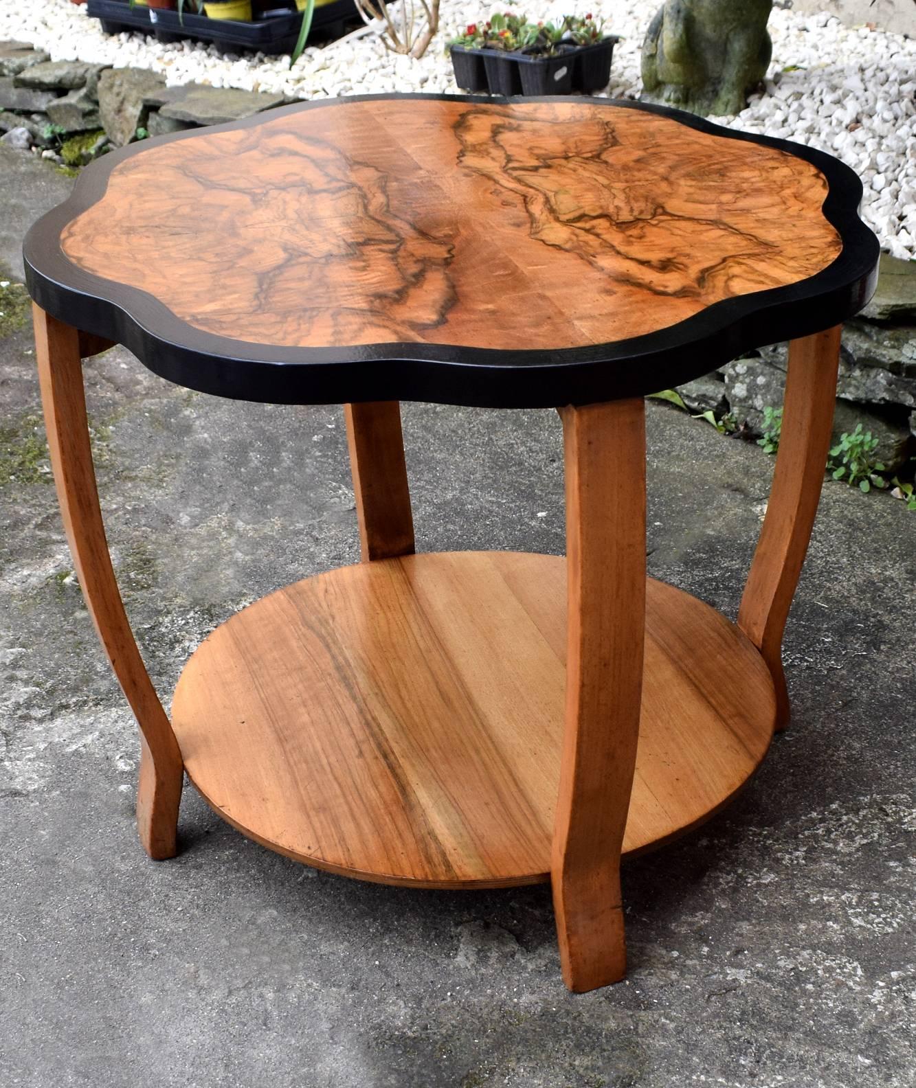 20th Century 1930s Art Deco English Walnut Coffee Table