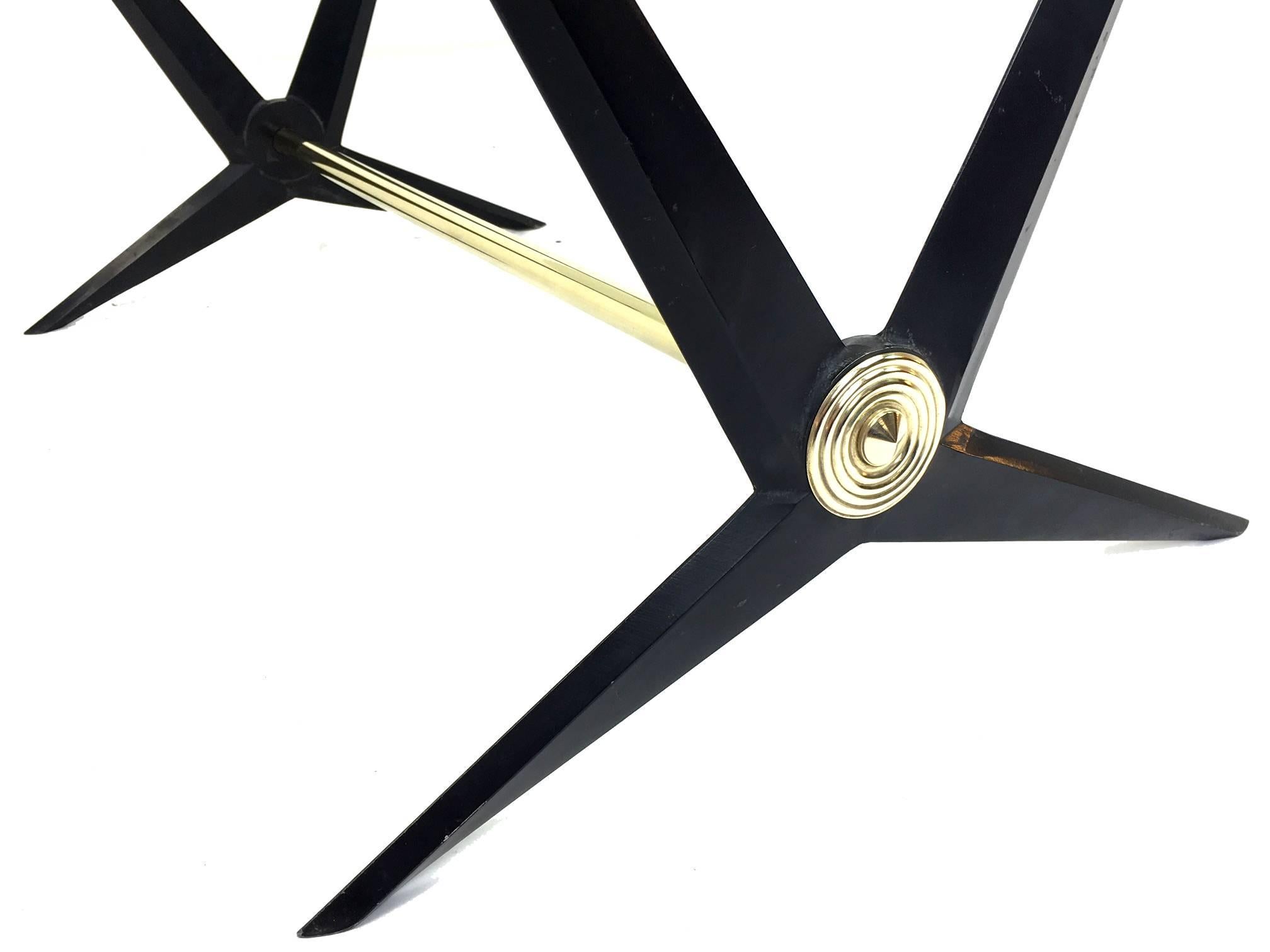 Black Cast Iron and Brass Side Table by Angelo Ostuni, 1950s 2