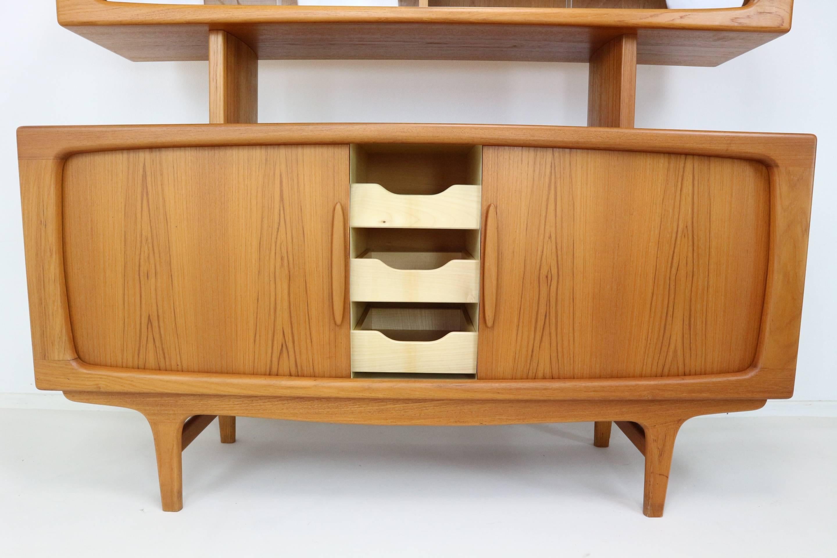 Johannes Andersen for CFC Silkeborg Teak Tambour Door Credenza In Good Condition In The Hague, NL