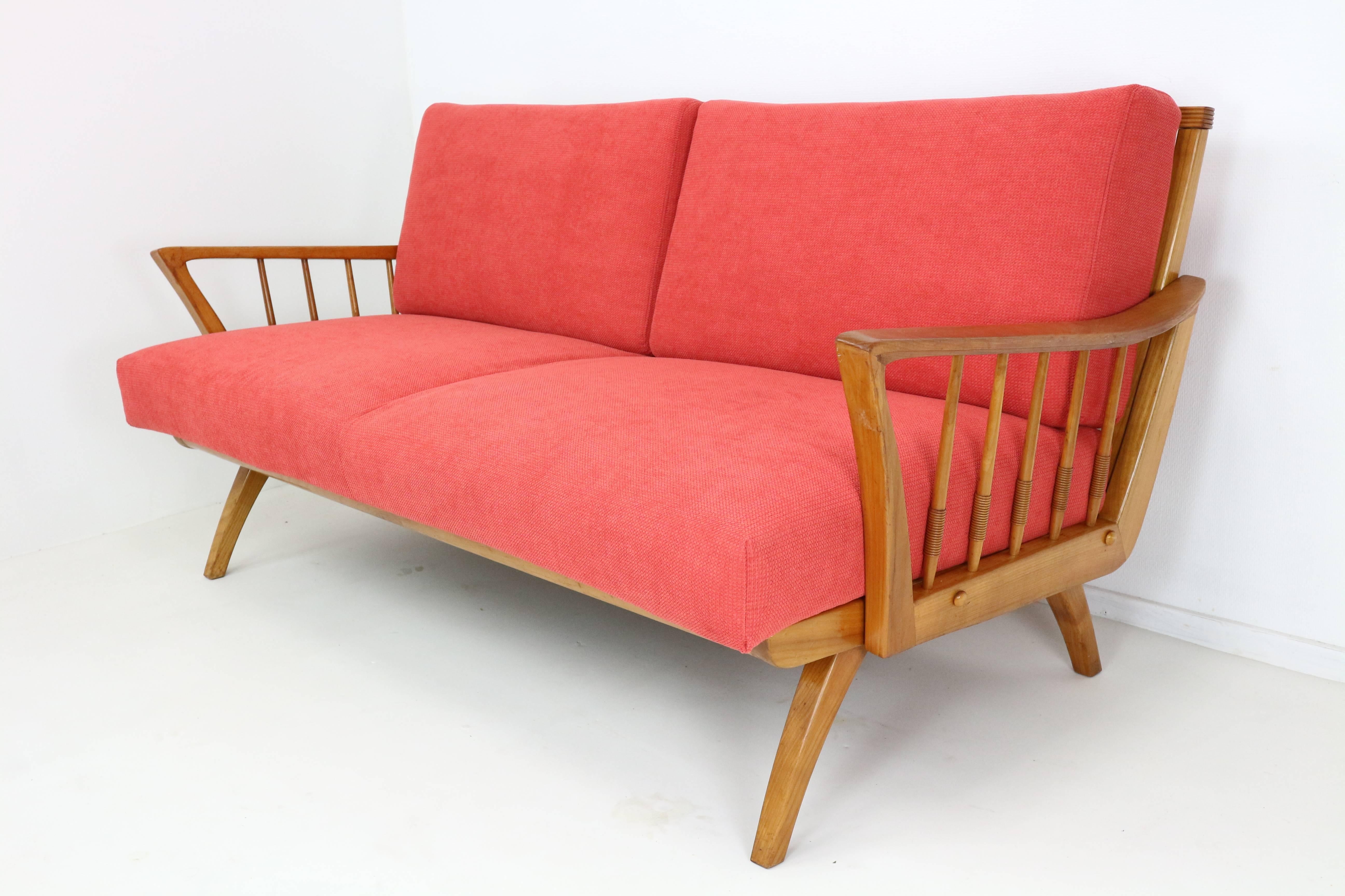 Mid-Century Modern Rare 1950s Sofa and Daybed by Walter Knoll for Antimott, New Upholstered