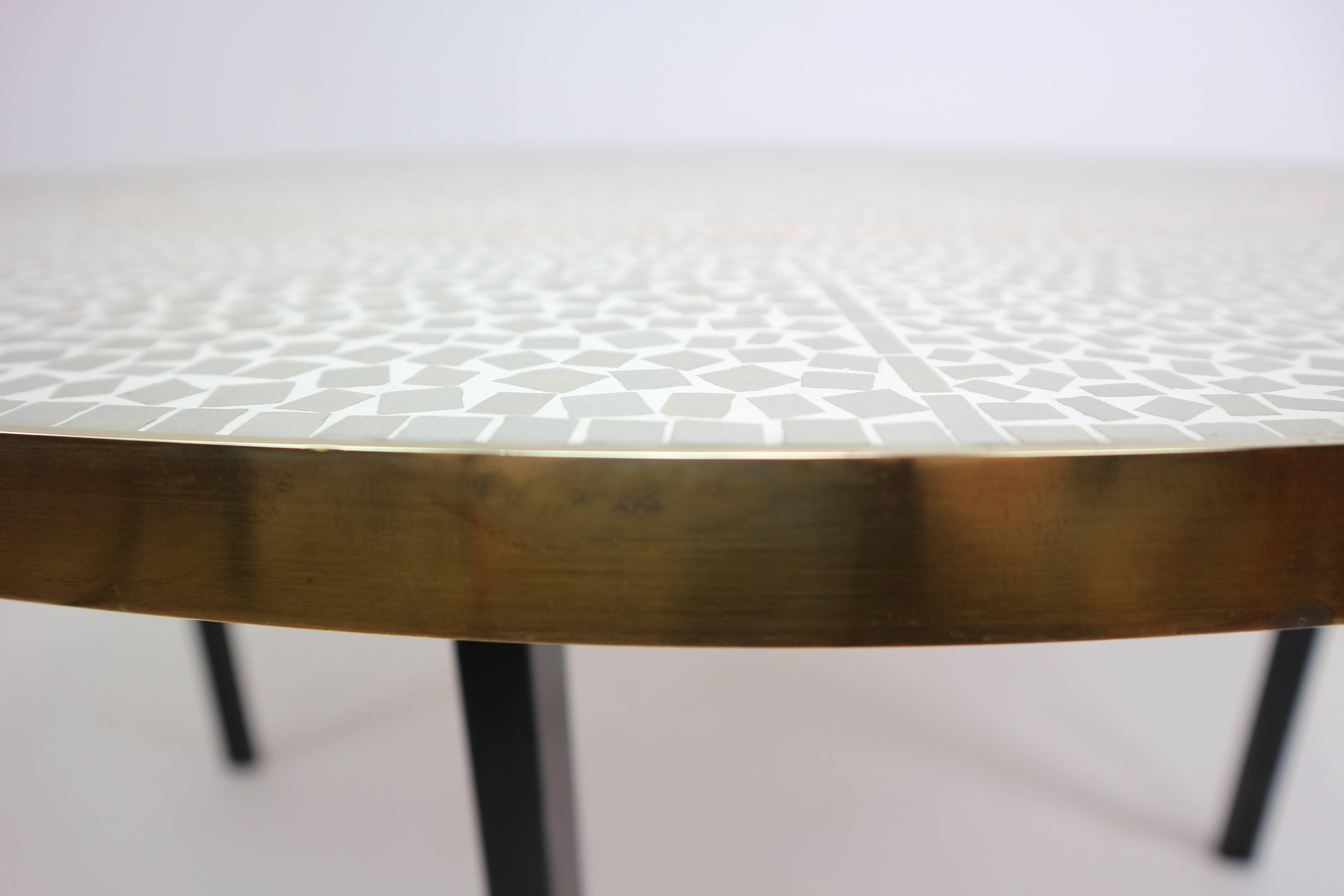 German Berthold Muller Mosaic Gold-Plated Coffee Table, 1960s