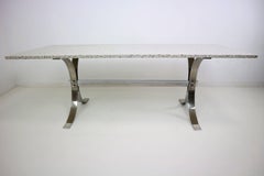 Milo Baughman Attributed Granite and Chrome Coffee Table