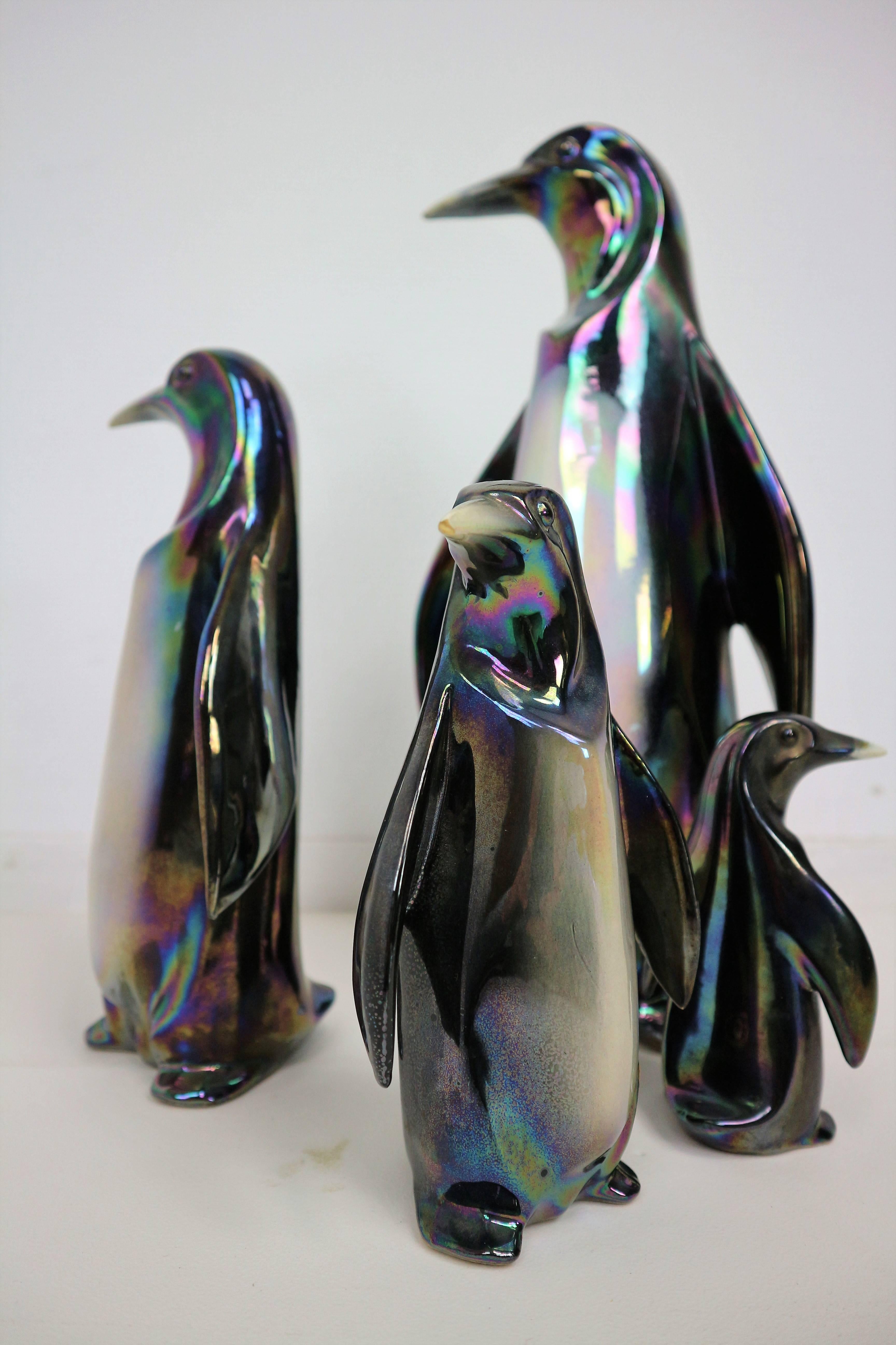 Mid-Century Modern Rare Pinguin Set of Four by Jema Holland Art Pottery