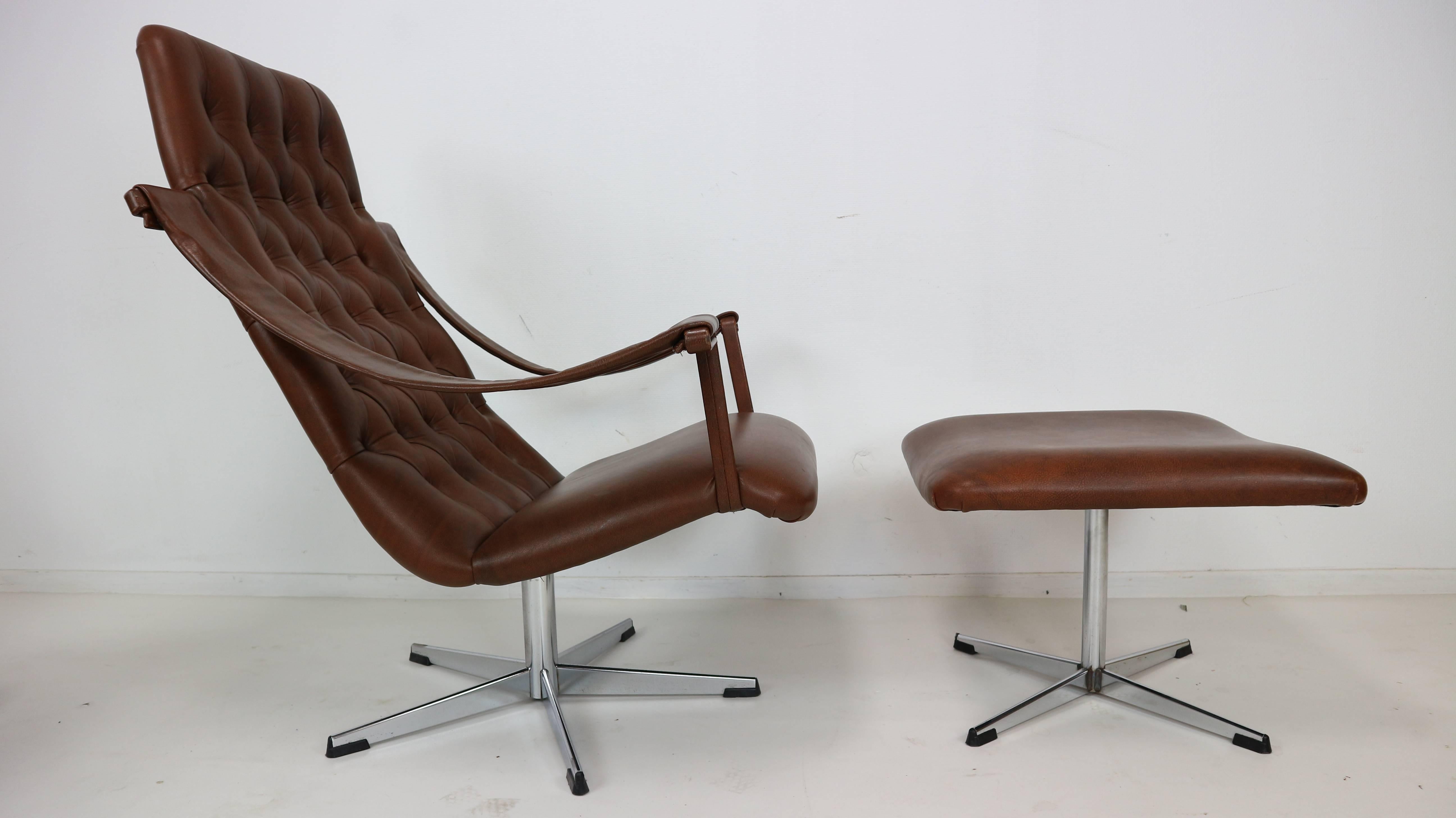 Mid-20th Century Lounge Chair with Matching Ottoman by Geoffrey Harcourt, 1960s