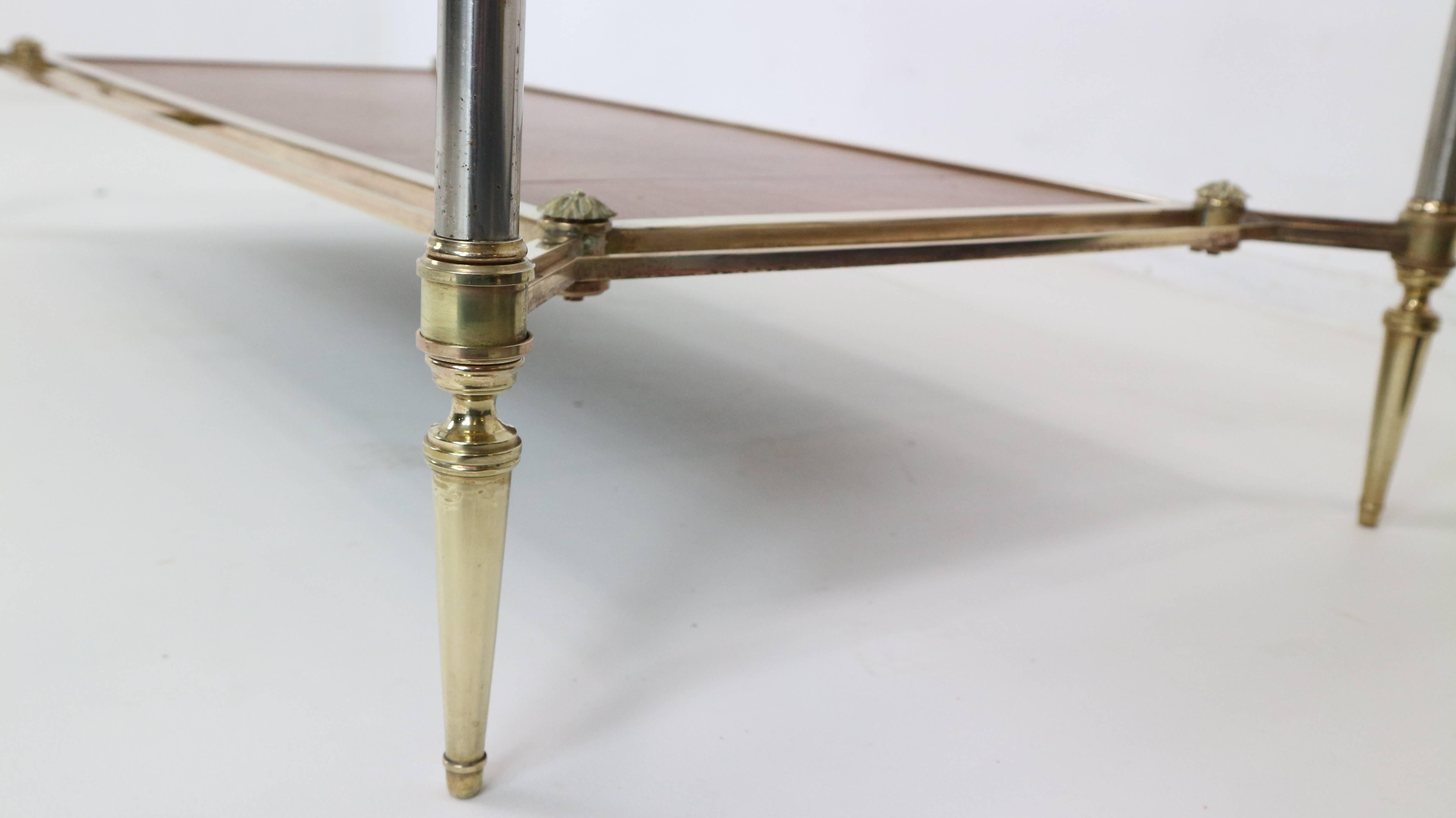 Maison Jansen Bronze, Brass and Leather Neoclassical Coffee Table In Fair Condition In The Hague, NL