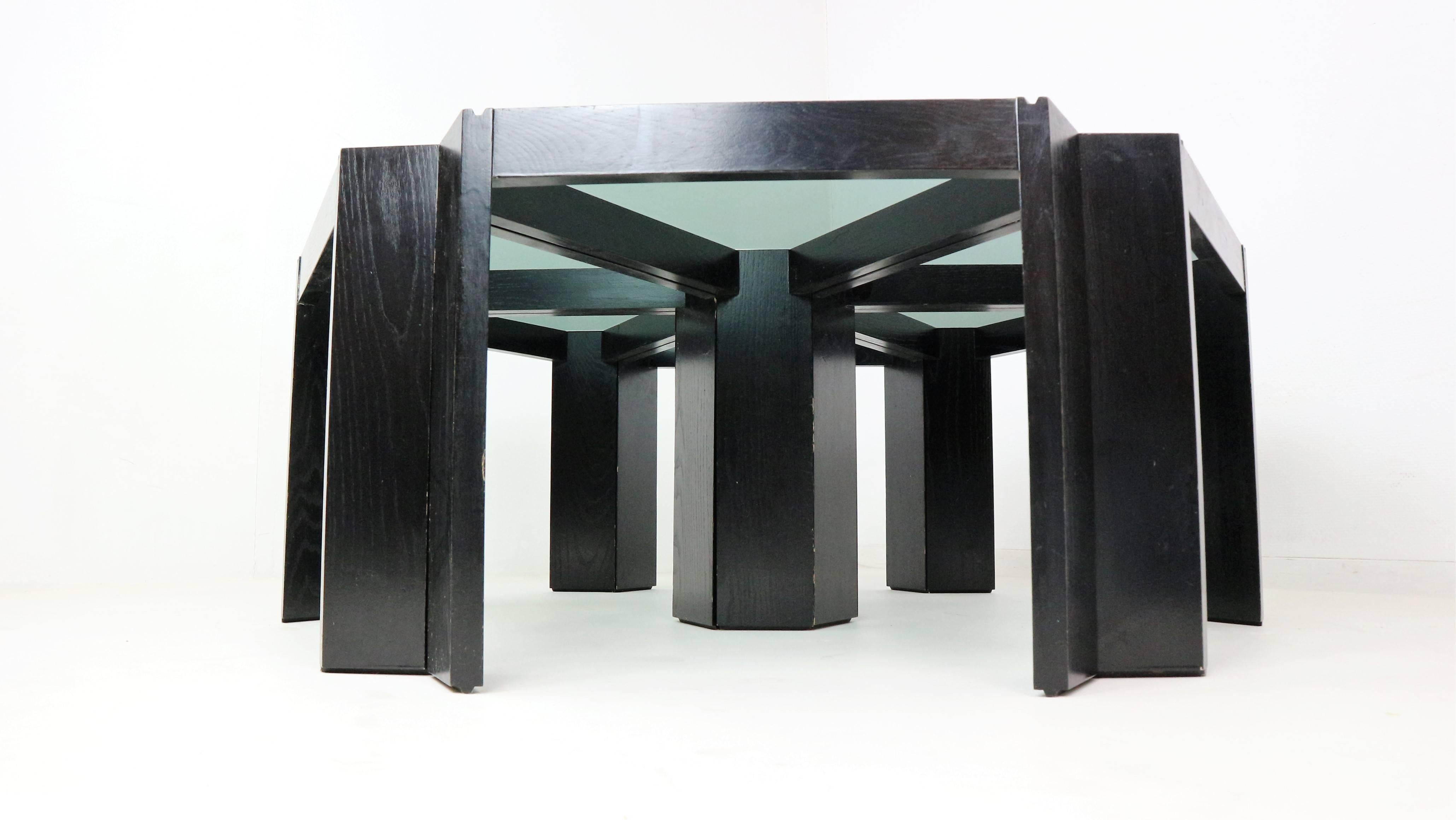 Mid-Century Modern Porada Arredi Geometric Stackable Nesting Tables the Complete Set of Six