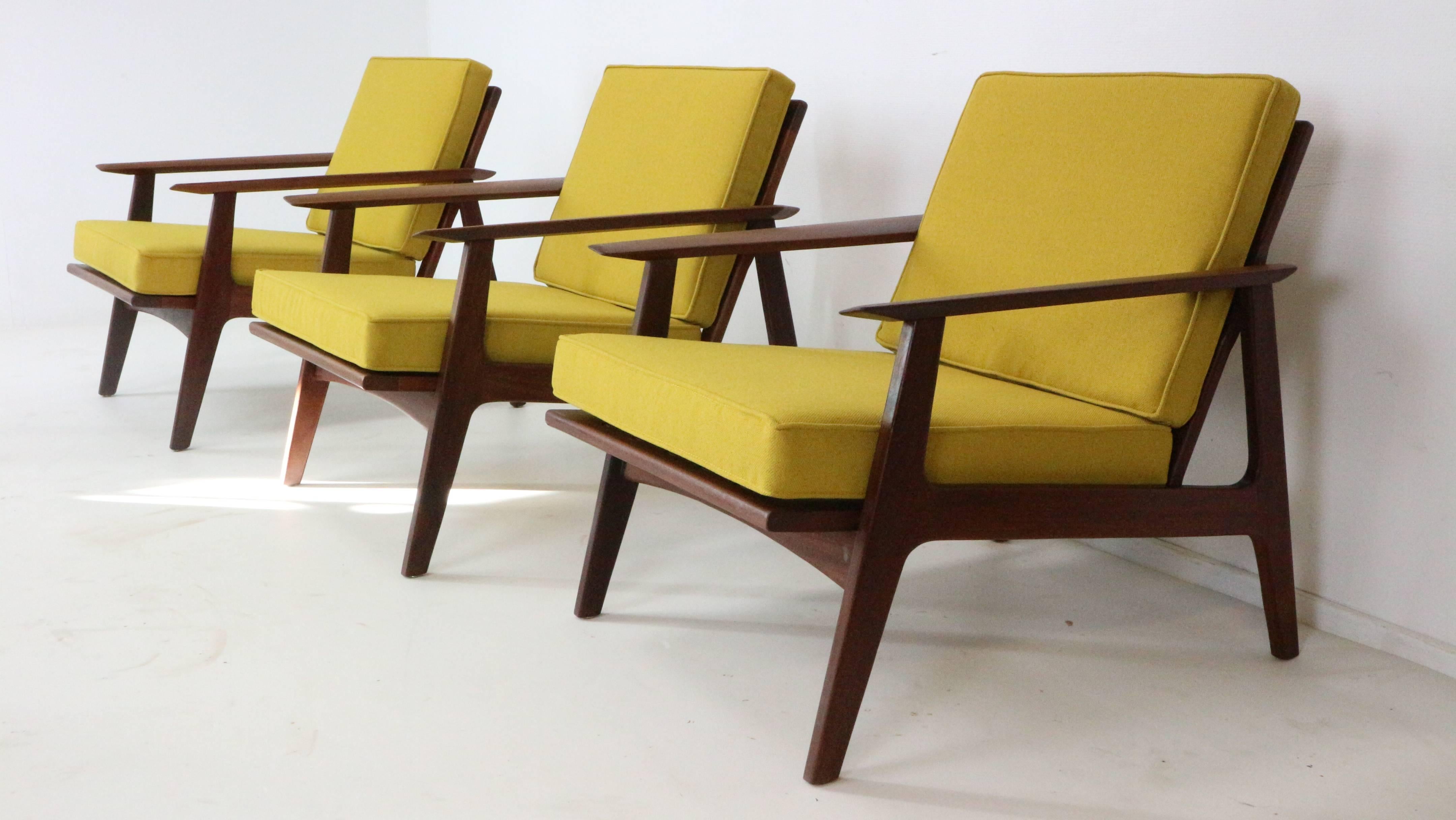 Modernist Danish Teak Armchair Newly Upholstered in Mustard Yellow 5