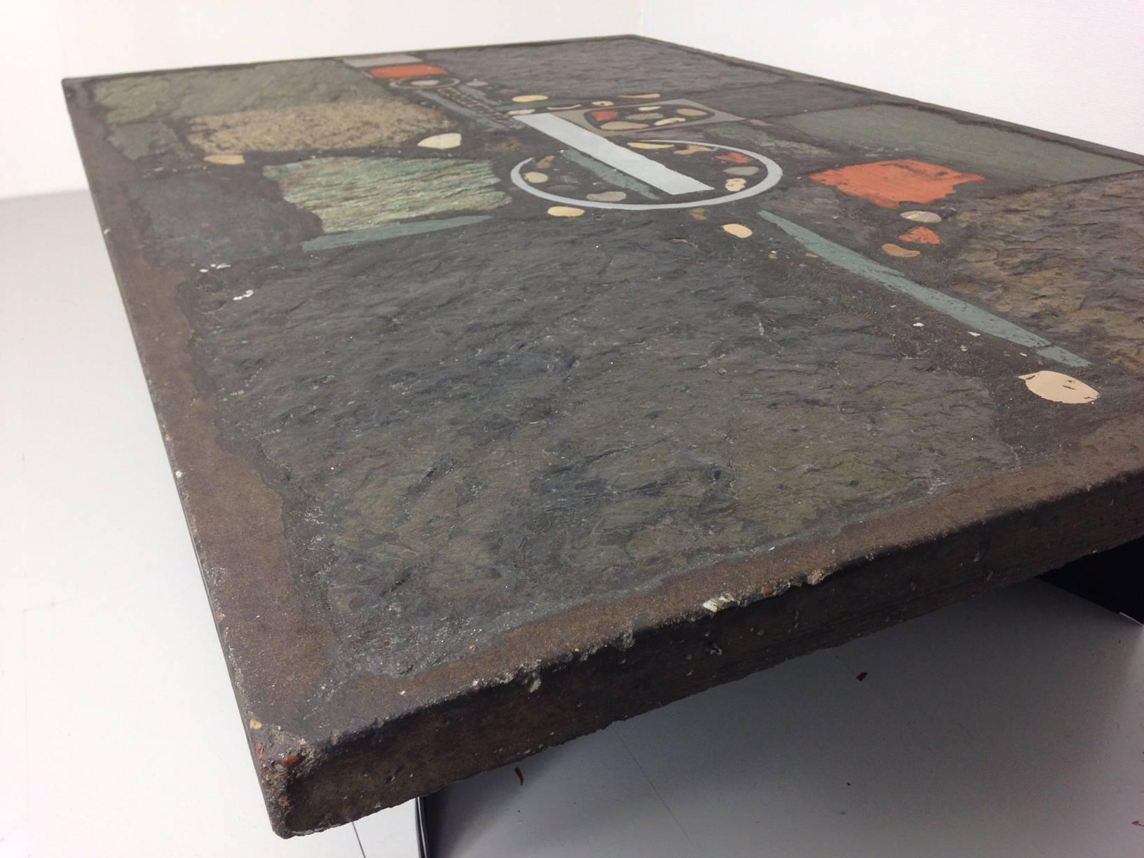Metal Paul Kingma - Ceramic and Slate Coffee Table, 1974