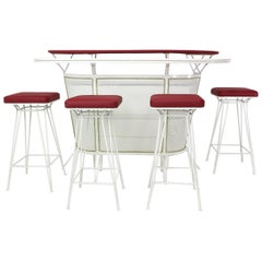 Retro French Metal Perforated Cocktail Bar in the Style of Mategot, 1950s