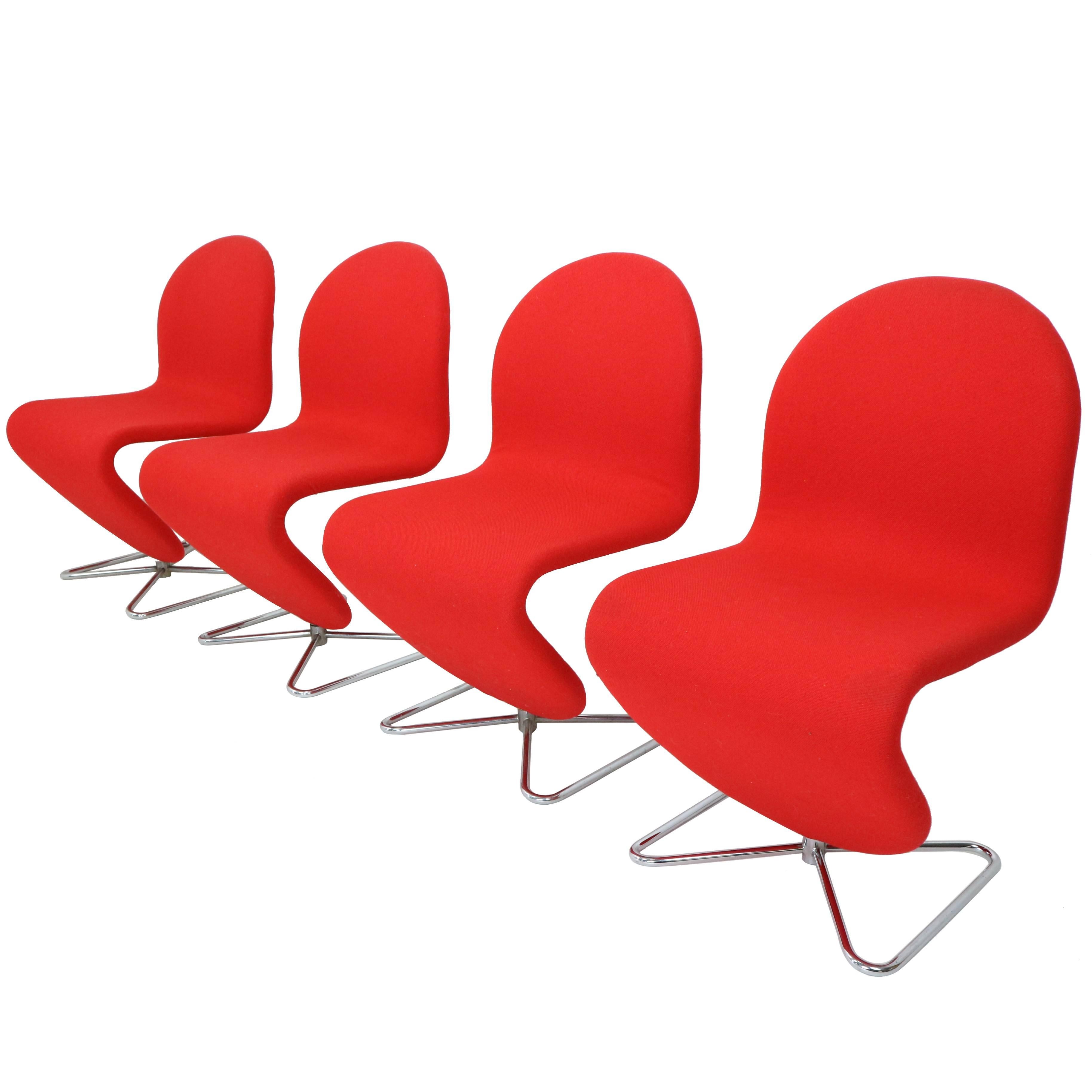 Verner Panton 123 Chairs by for Fritz Hansen, 1973, Set of Four