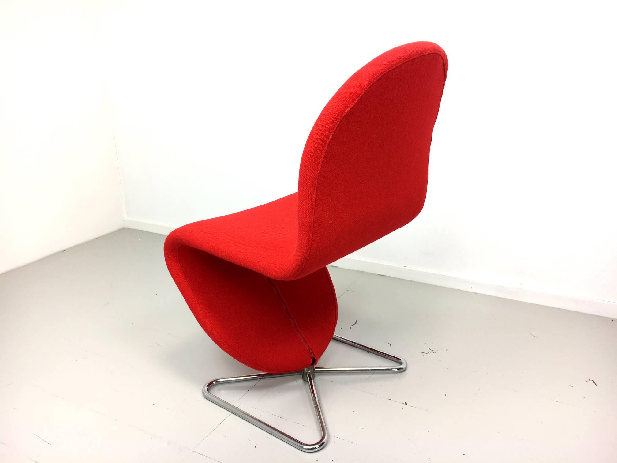 Danish Verner Panton 123 Chairs by for Fritz Hansen, 1973, Set of Four
