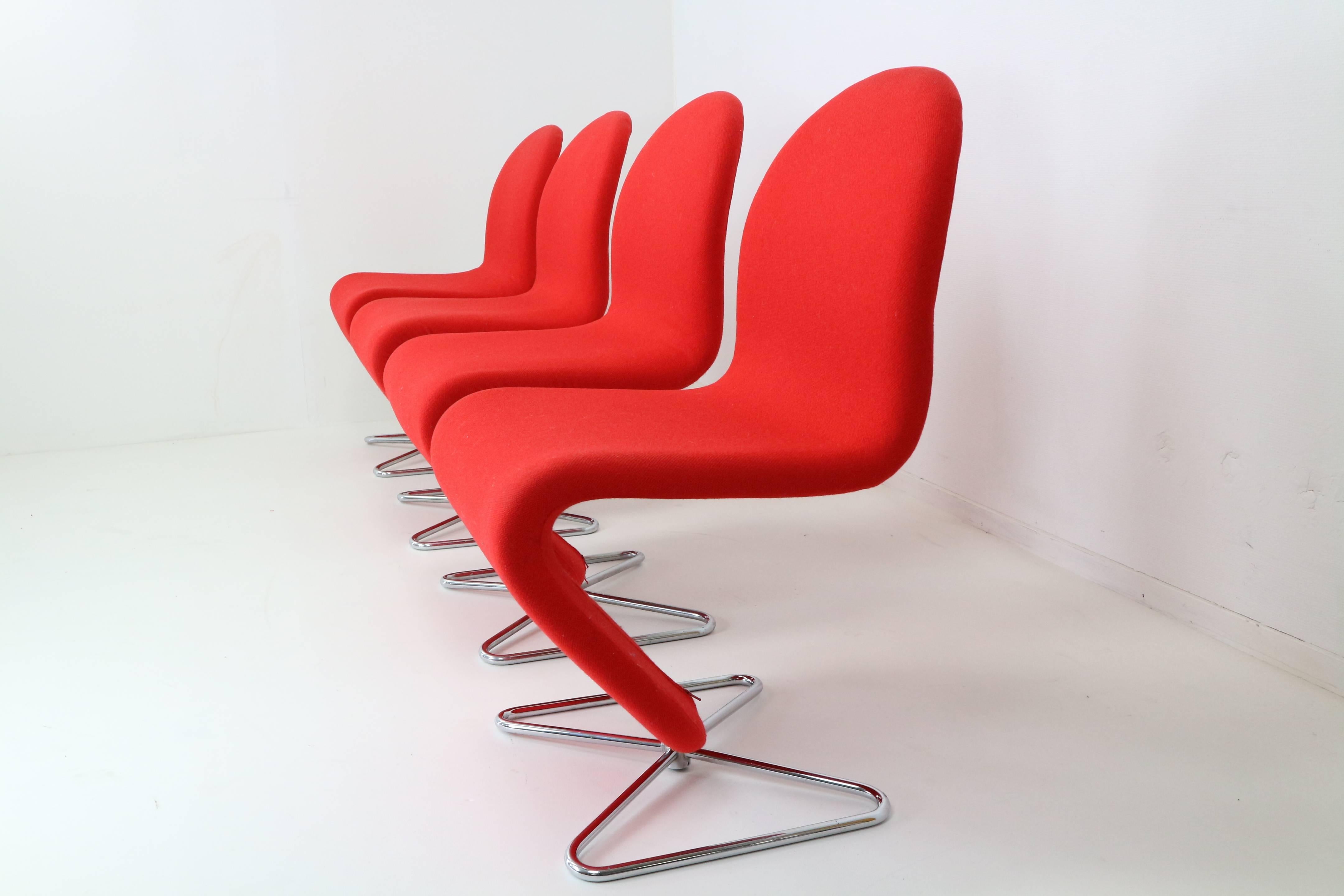 Verner Panton 123 Chairs by for Fritz Hansen, 1973, Set of Four 2