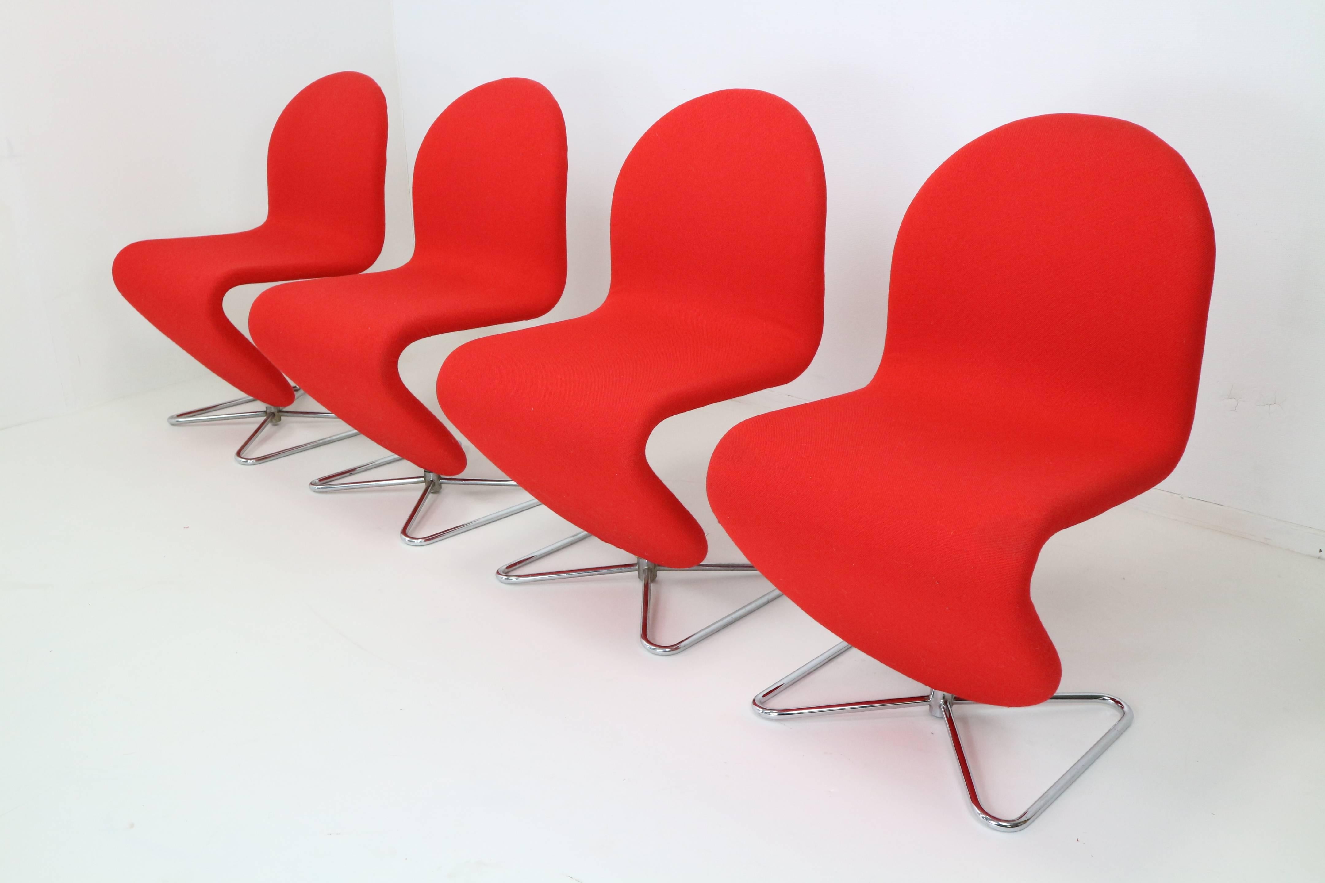 Verner Panton 123 Chairs by for Fritz Hansen, 1973, Set of Four 3