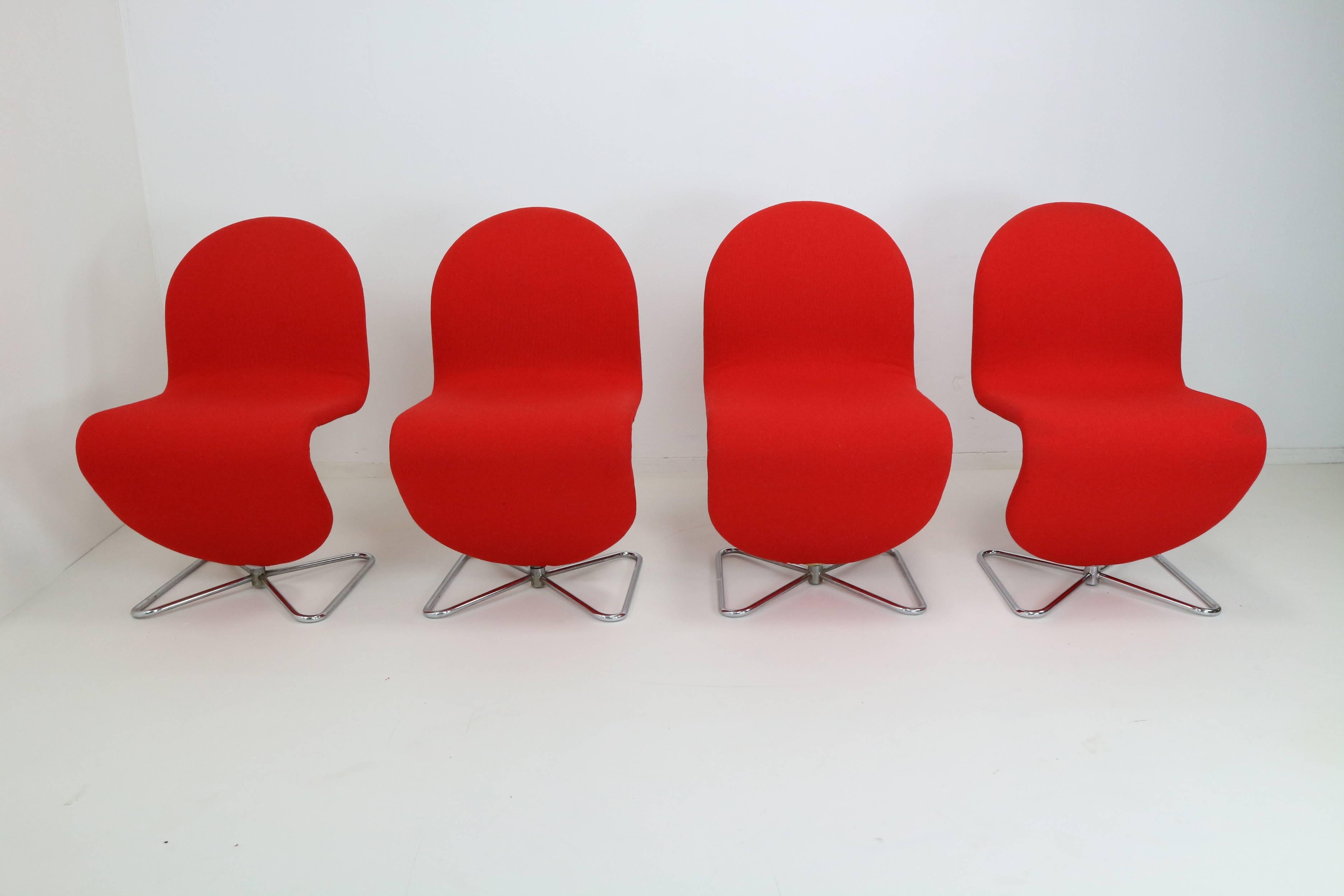Verner Panton 123 Chairs by for Fritz Hansen, 1973, Set of Four 4