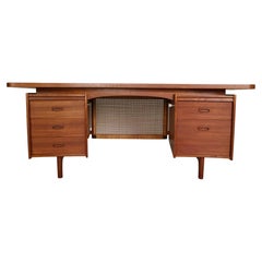 Mid-Century Modern Teak& Wicker Boomerang Desk, 1960 Denmark 