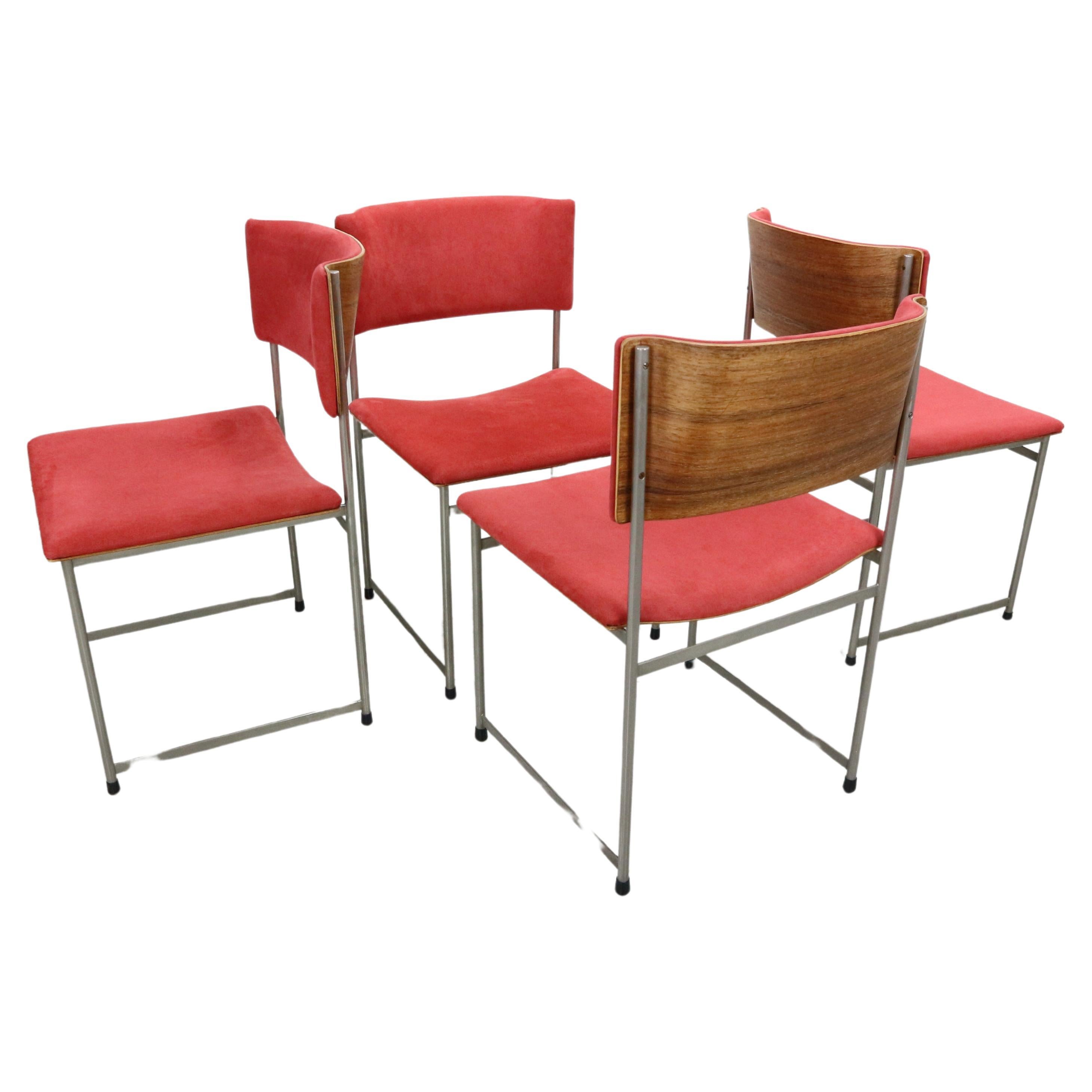 Mid-Century Modern Ensemble de 4 chaises de salle à manger SM08 de Cees Braakman pour Pastoe, Pays-Bas, années 1960 en vente