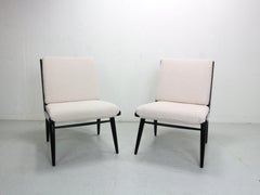 2x 'Boomerang' H. Schmidt, E. Schmidt pour Soloform, chaises longues en bouclettes, 1953