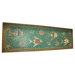 P. Zwier Fish wall art mosaic, vinyl on wood 1960s Netherlands