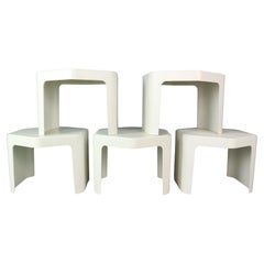 5x Hexagonal side tables by Peter Ghyzcy for Form + Life Collection, 1970.