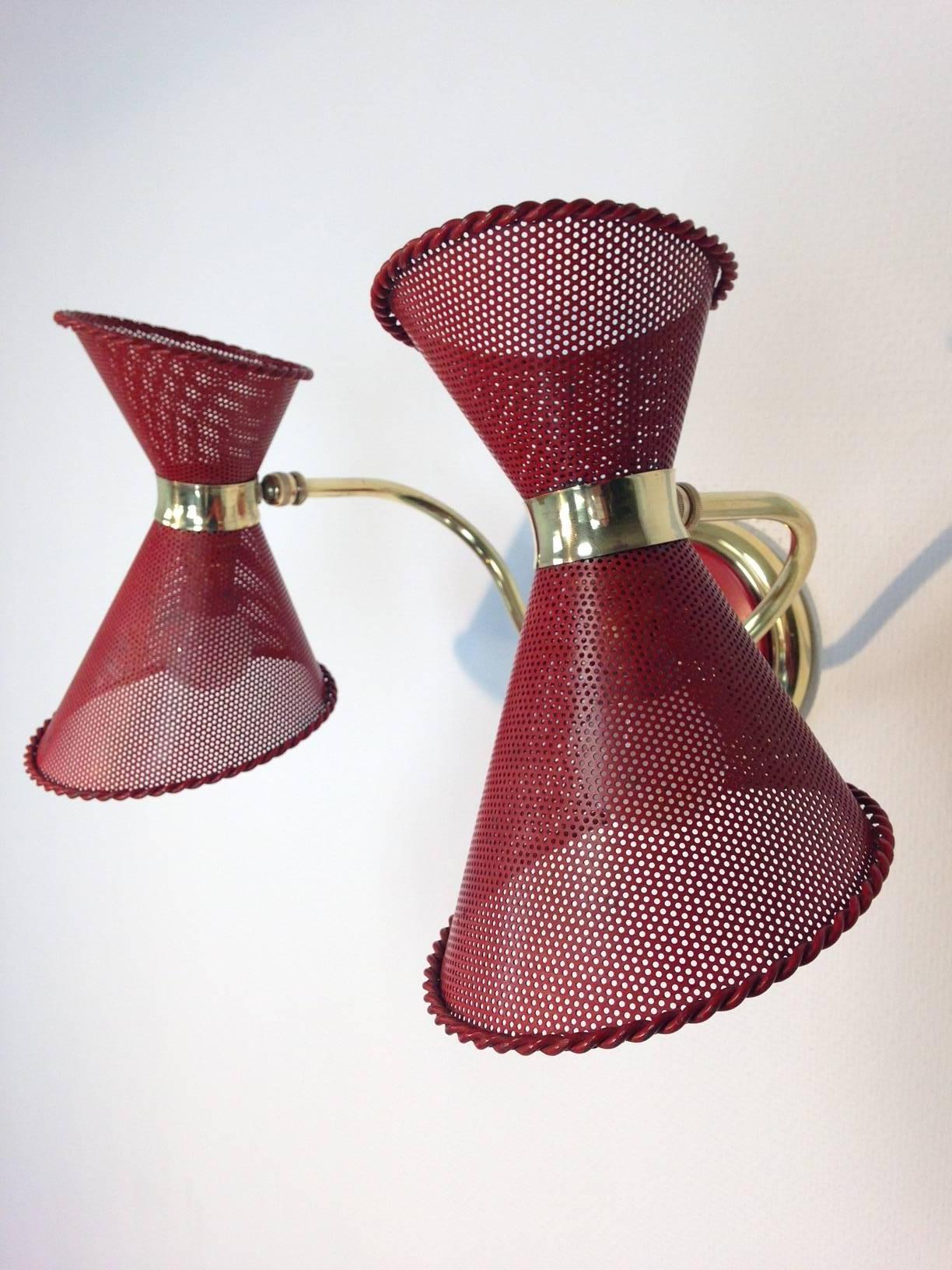 French perforated Wall Lamp 1950's 4