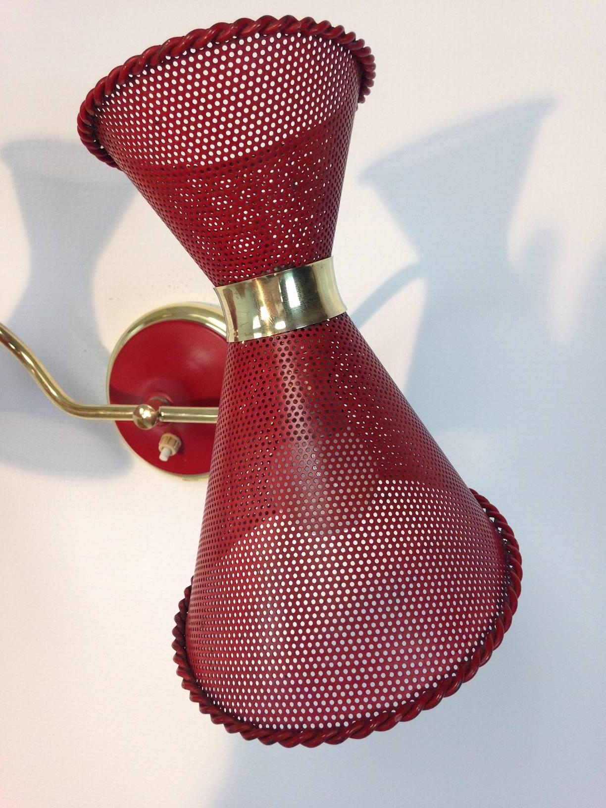 French perforated Wall Lamp 1950's 3