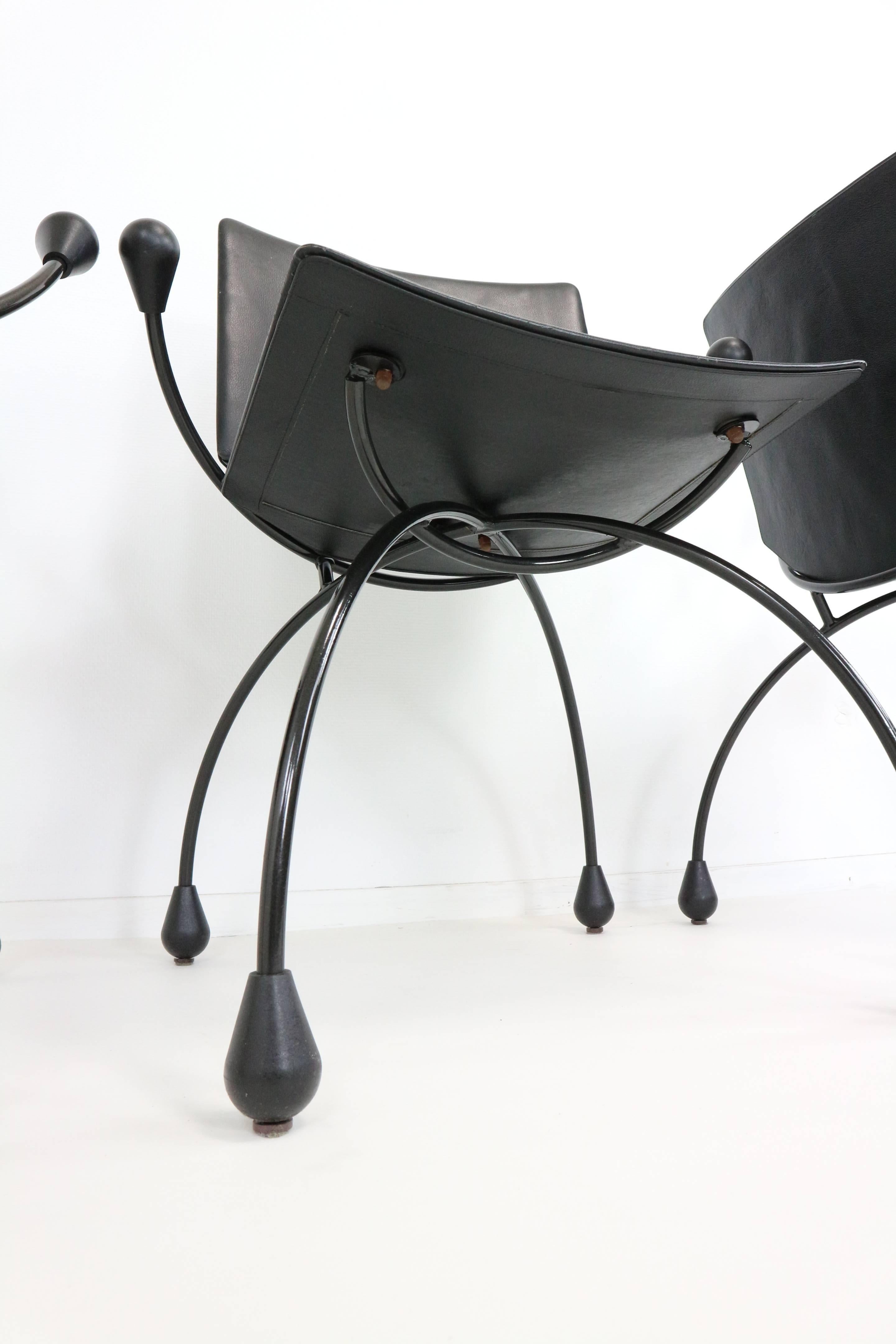 Mid-Century Modern Funky Black Leather Chairs,  by Pierre Mazairac & Karel Boonzaaijer 