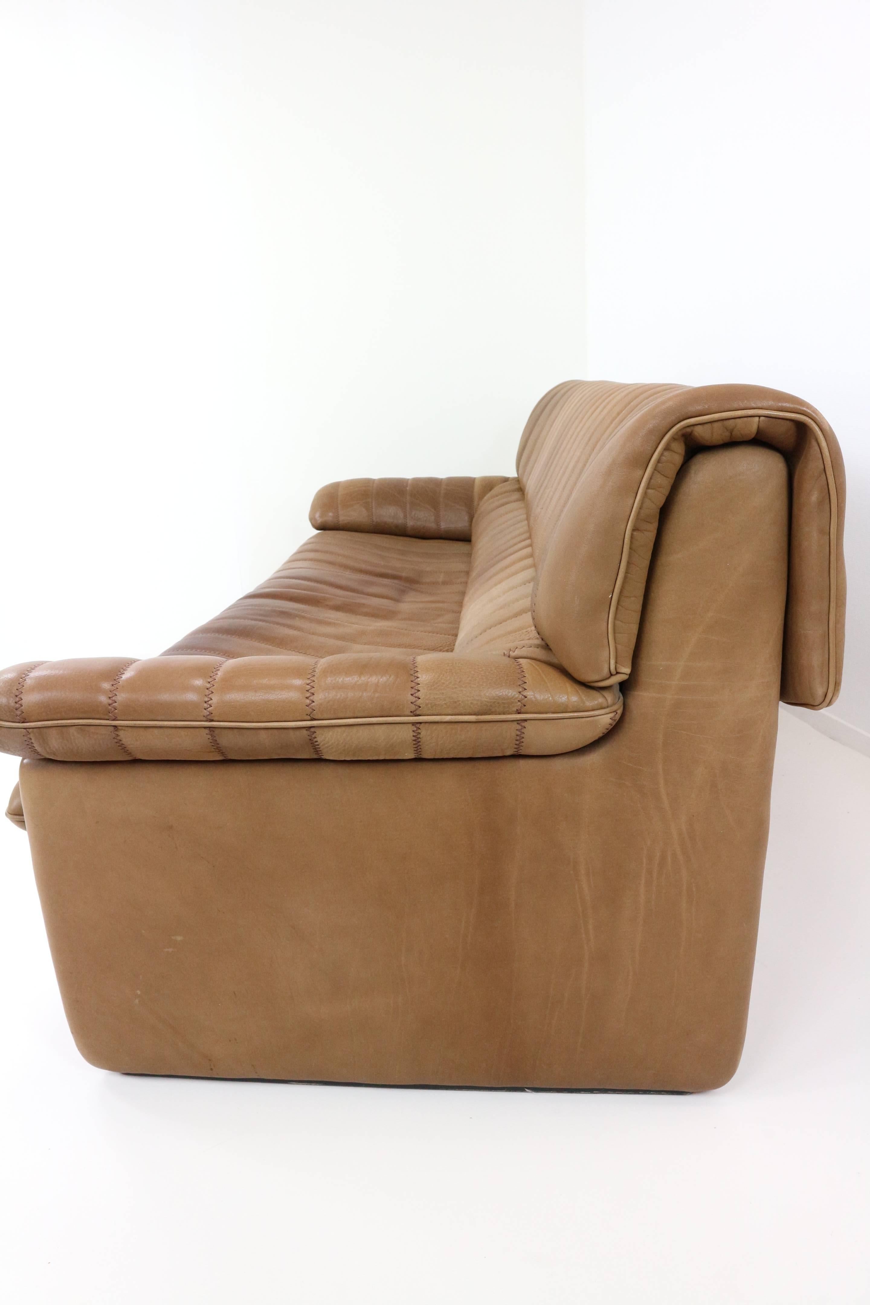 Swiss De Sede Ds-85 Leather Three-Seat, 1970s